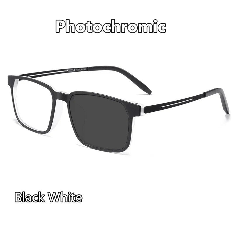 Kocolior Unisex Full Rim Square Tr 90 Titanium Hyperopic Reading Glasses 88781 Reading Glasses Kocolior White Photochromic 0 