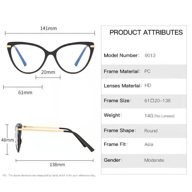 Handoer Women's Full Rim Oval Cat Eye Tr 90 Alloy Eyeglasses 79013