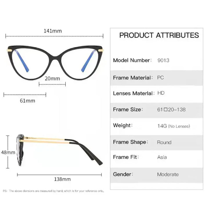 Handoer 901379 Womens Full Rim Square Cat Eye Tr 90 Titanium Frames — view 2 | Handoer at FuzWeb
