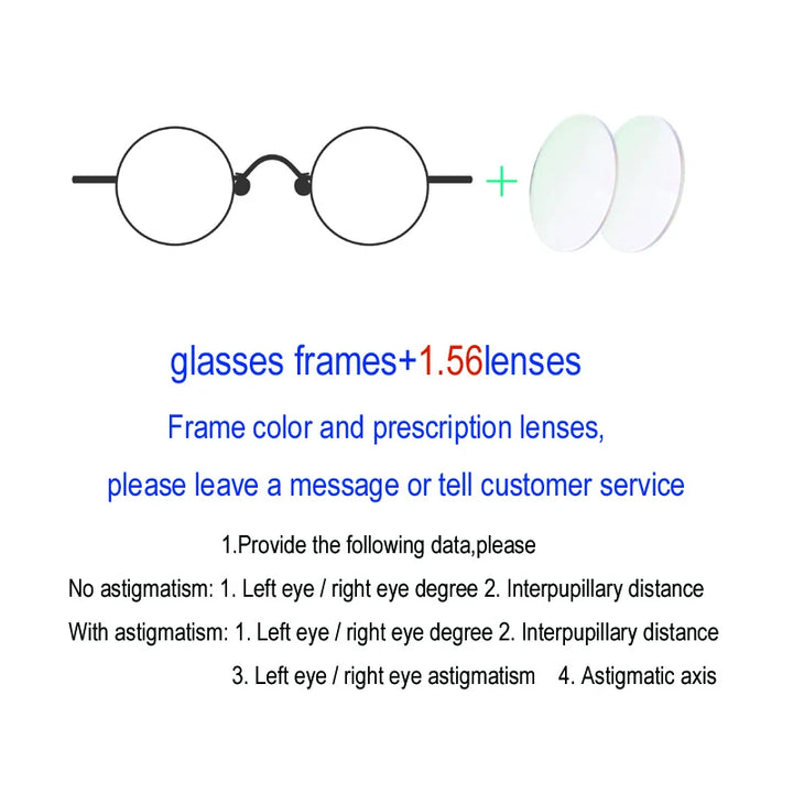 Yujo Unisex Full Rim Small Round Alloy Eyeglasses 811441 Full Rim Yujo Glasses156lenses CHINA