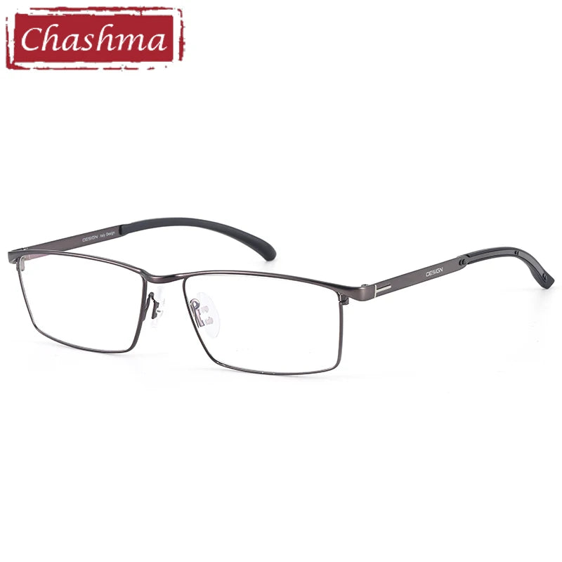 Chashma Ochki Men's Full Rim Square Titanium Alloy Eyeglasses 49318 Full Rim Chashma Ochki Gray  