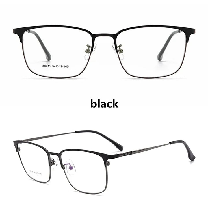 Kocolior Unisex Full Rim Square Alloy Hyperopic Reading Glasses 38011 Reading Glasses Kocolior Black China 0