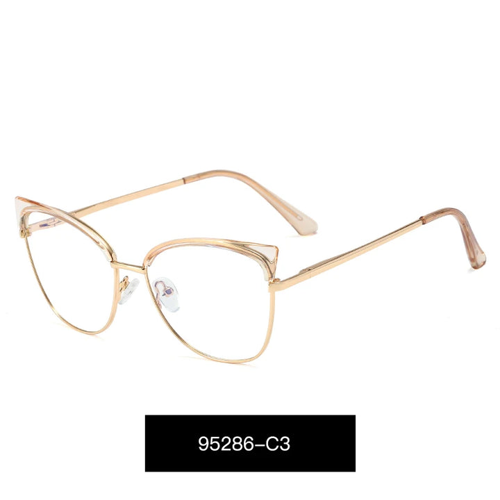 Hotony Women's Full Rim Oval Cat Eye Alloy Eyeglasses 952865