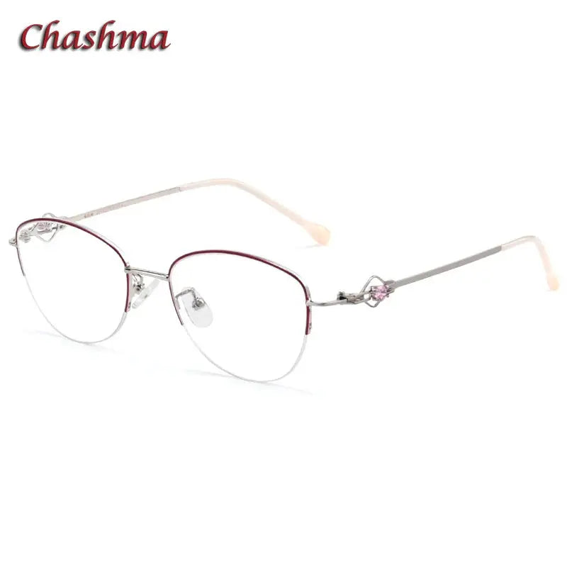 Chashma Ochki Women's Semi Rim Oval Stainless Steel Eyeglasses 80254.