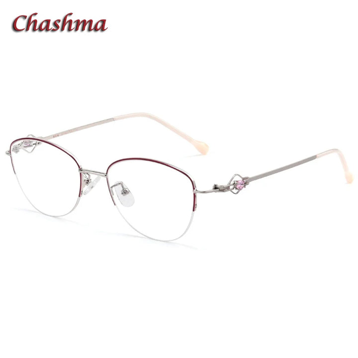 Chashma Ochki Women's Semi Rim Oval Stainless Steel Eyeglasses 80254