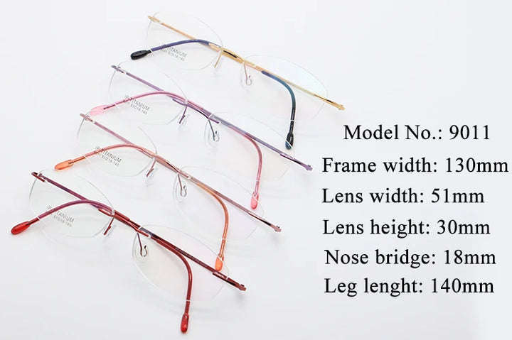Bclear Women's Rimless Oval Cat Eye Titanium Eyeglasses 49011