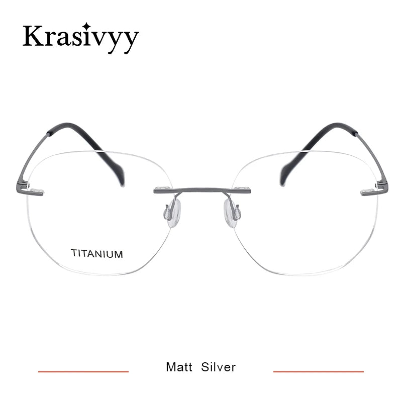 Krasivyy Women's Rimless Polygon Oval Titanium Eyeglasses 315010