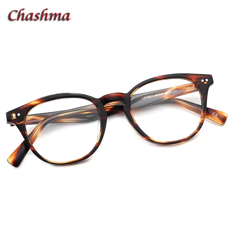 Chashma Ochki Women's Full Rim Round Acetate Alloy Eyeglasses 27921