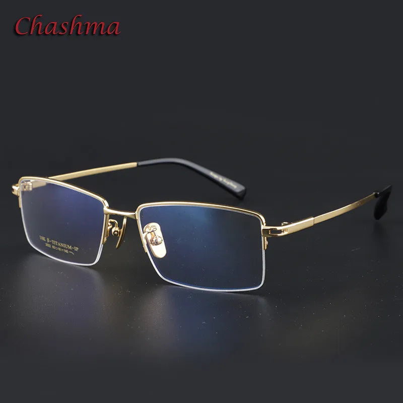 Chashma Ochki Men's Semi Rim Square Titanium Eyeglasses 42022
