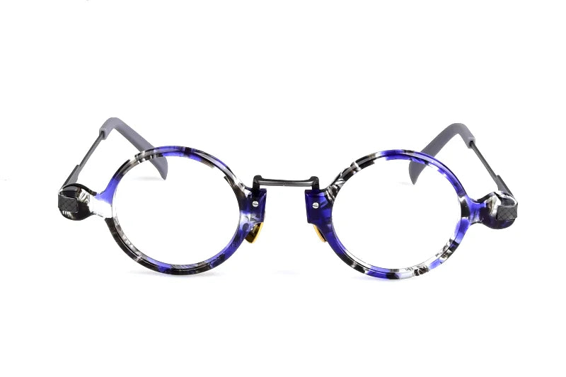 Aimee Unisex Full Rim Round Acetate Titanium Eyeglasses 141501 Full Rim Aimee Blue  