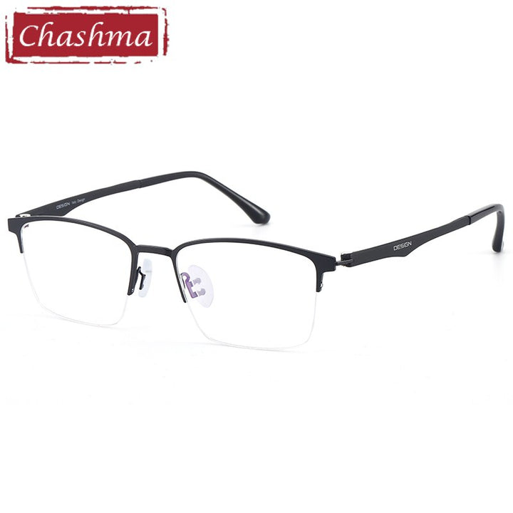 Chashma Men's Semi Rim Square Stainless Steel Eyeglasses 9411 Semi Rim Chashma Black  