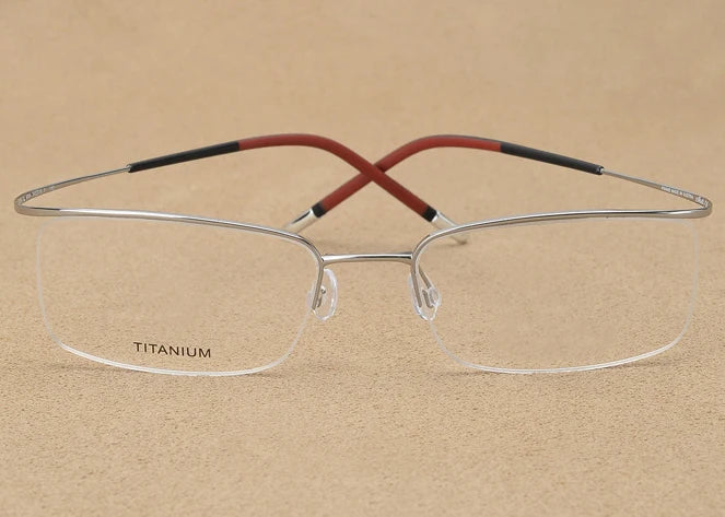 Eleccion Unisex Semi Rim Brow Line Titanium Eyeglasses 13818 Semi Rim Eleccion C3. Silver Frame