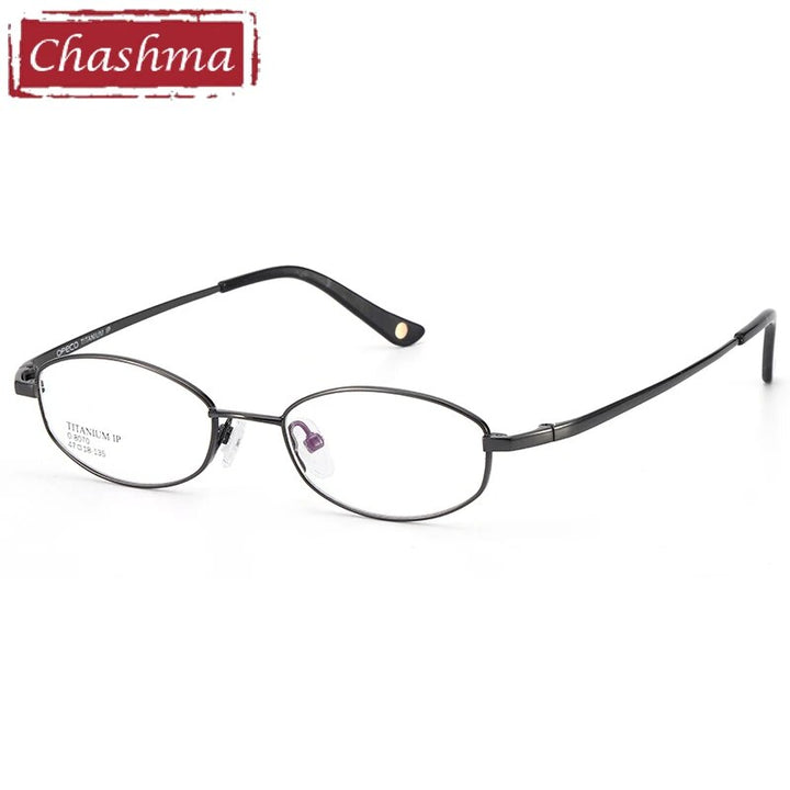 Unisex Small Oval Full Rim Titanium Frame Eyeglasses 8070 Full Rim Chashma Gray  