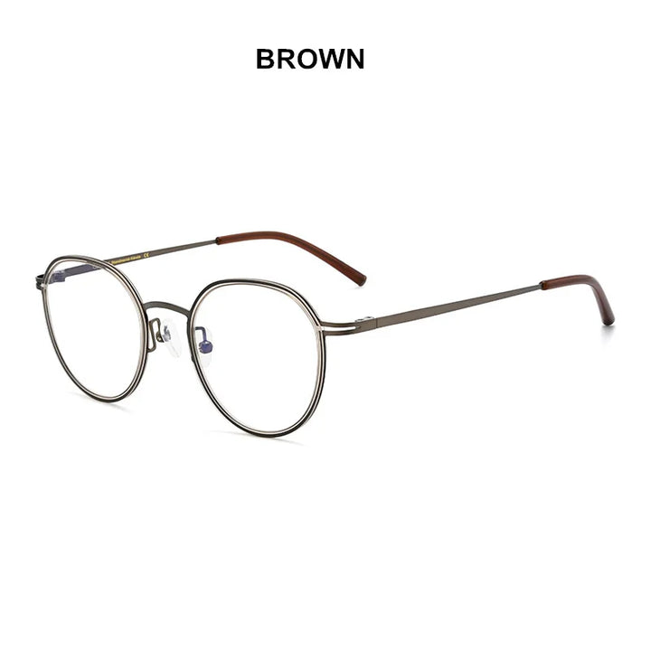 Aimee Unisex Full Rim Round Titanium Acetate Eyeglasses 6007 Full Rim Aimee Dark Brown  