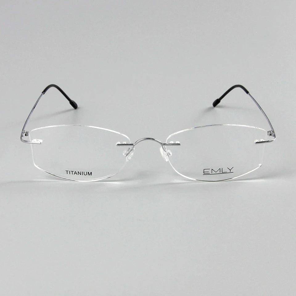 Esnbie Unisex Rimless Oval Rectangle Titanium Eyeglasses 80021 Rimless Esnbie   