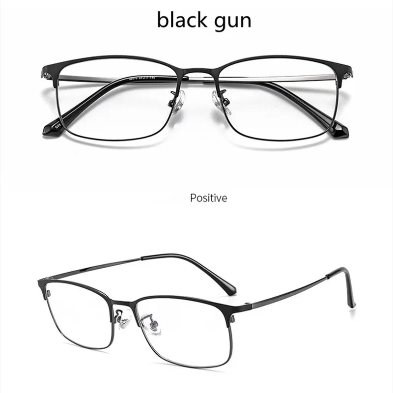 Kocolior Unisex Full Rim Square Alloy Hyperopic Reading Glasses 38010 Reading Glasses Kocolior Black Gun +25 