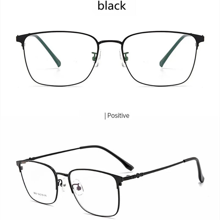 Kocolior Unisex Full Rim Large Square Alloy Hyperopic Reading Glasses 38001 Reading Glasses Kocolior Black +25 