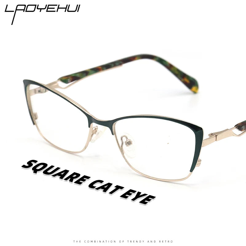 Laoyehui Women's Full Rim Square Cat Eye Alloy Reading Glasses 120036 Reading Glasses Laoyehui   