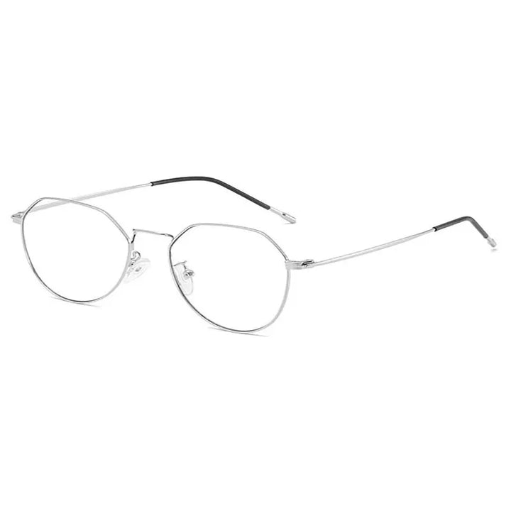 Hotony Women Full Rim Flat Top Round Alloy Eyeglasses 42021 Full Rim Hotony SILVER  