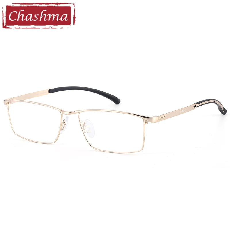 Chashma Ochki Men's Full Rim Square Titanium Alloy Eyeglasses 49318 Full Rim Chashma Ochki Gold  