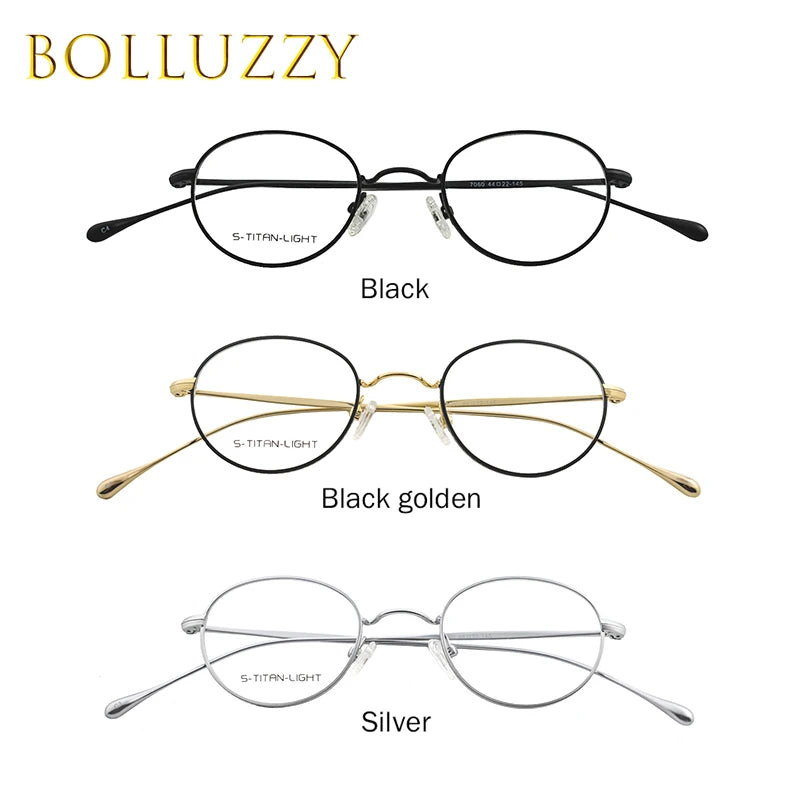 Bolluzzy Women's Full Rim Small Oval Titanium Alloy Eyeglasses 3522 Full Rim Bolluzzy   