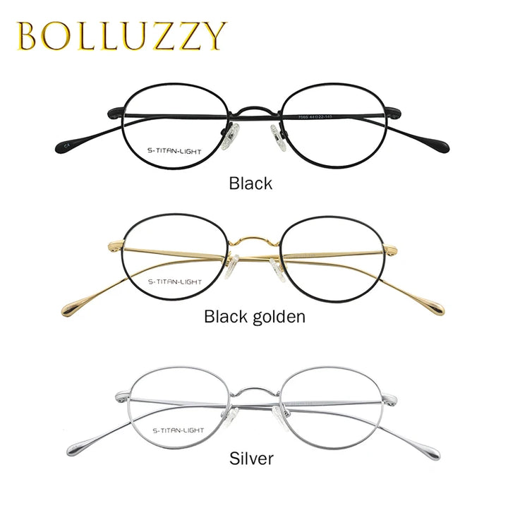 Bolluzzy Women's Full Rim Small Oval Titanium Alloy Eyeglasses 3522 Full Rim Bolluzzy   