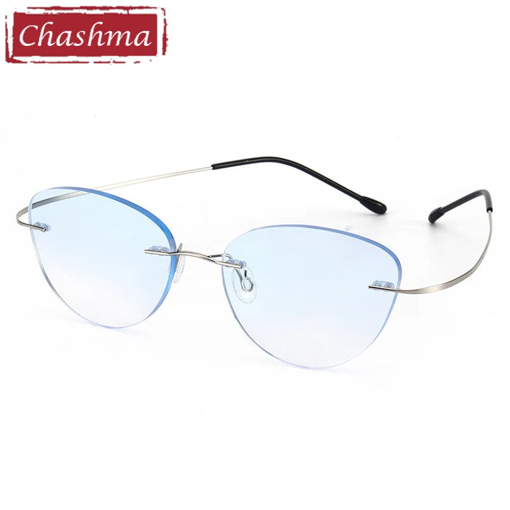 Chashma Women's Rimless Cat Eye Screwless Titanium Eyeglasses 660742