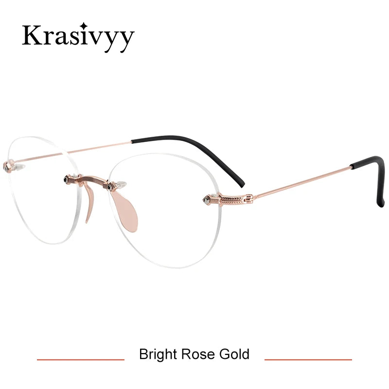 Krasivyy Unisex Full Rim Oval Round Titanium Eyeglasses 916076 Full Rim Krasivyy Bright Rose Gold