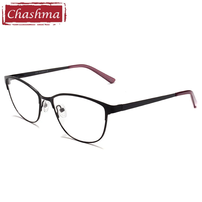 Chashma Women's Full Rim Square Cat Eye Alloy Eyeglasses 41151 Full Rim Chashma Black  