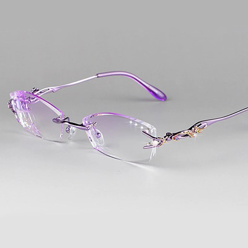 Chashma Ochki Women's Rimless Square Oval Titanium Eyeglasses 80361 Rimless Chashma Ochki   