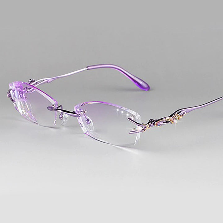 Chashma Ochki Women's Rimless Square Oval Titanium Eyeglasses 80361 Rimless Chashma Ochki   