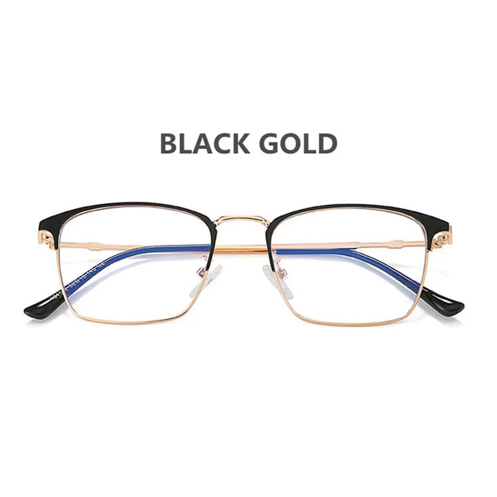 Kocolior Unisex Full Rim Square Alloy Hyperopic Reading Glasses 101902 Reading Glasses Kocolior Black Gold China 0