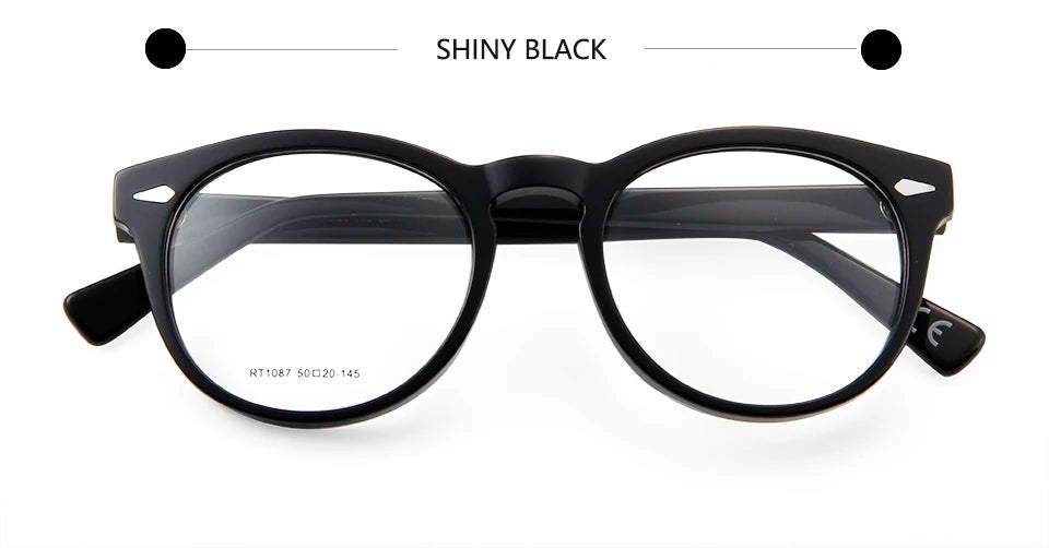 Esnbie Unisex Full Rim Square Round Acetate Eyeglasses 10871 Full Rim Esnbie eyeglasses Black