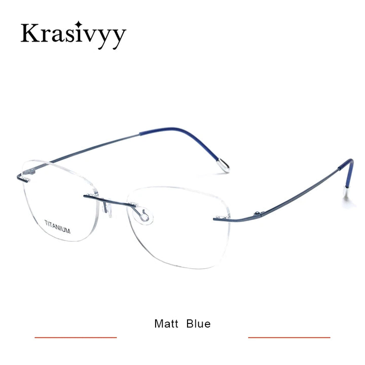 Krasivyy Unisex Rimless Oval Pure Titanium Prescription Eyeglasses KR6013 size chart