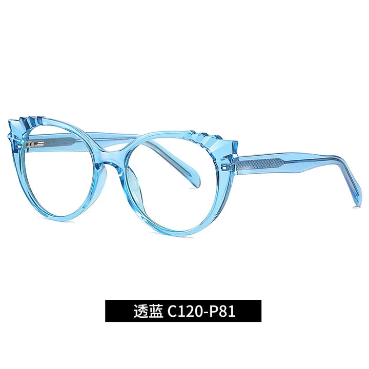 Reven Jate Unisex Full Rim Oval Cat Eye Tr 90 Alloy Eyeglasses 3510 4
