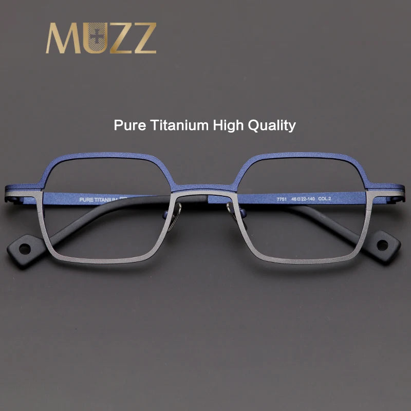 Muzz Unisex Full Rim Irregular Square Titanium  Eyeglasses L7751 Full Rim Muzz   