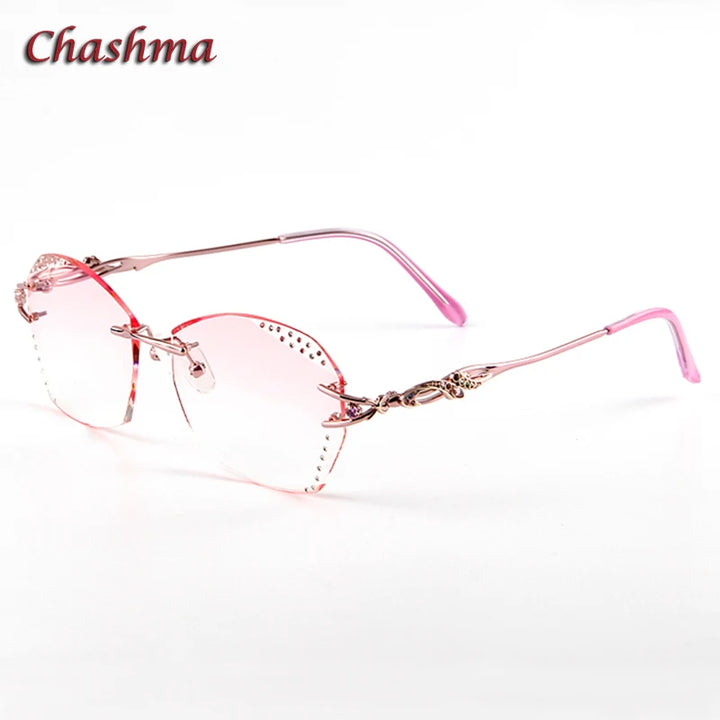 Chashma Ochki Women's Rimless Butterfly Oval Titanium Eyeglasses 80362
