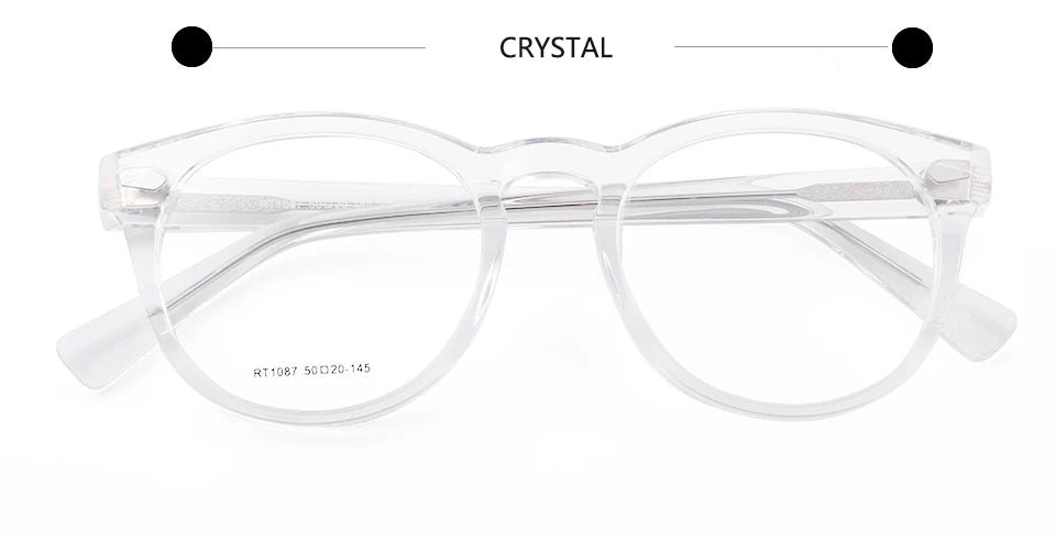 Esnbie Unisex Full Rim Square Round Acetate Eyeglasses 10871 Full Rim Esnbie eyeglasses crystal