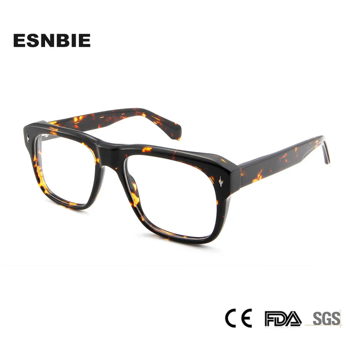 Esnbie Unisex Full Rim Square Acetate Eyeglasses 13641 Full Rim Esnbie   