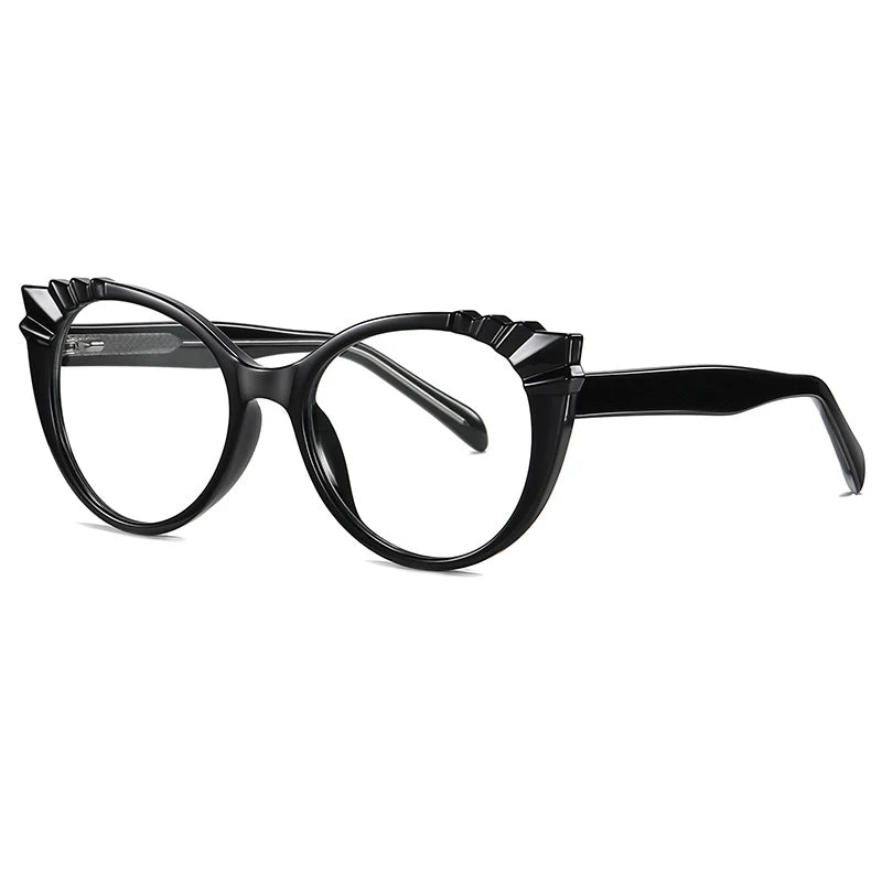 Reven Jate Unisex Full Rim Oval Cat Eye Tr 90 Alloy Eyeglasses 3510 4