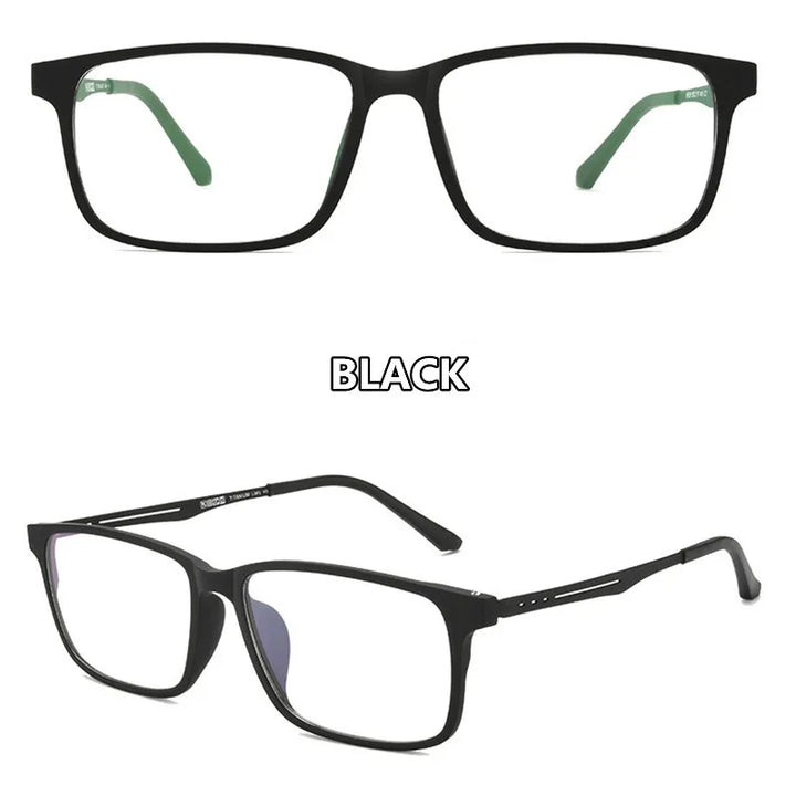 Kocolior Unisex Full Rim Square Tr 90 Titanium Hyperopic Reading Glasses F3003 Reading Glasses Kocolior Black 0 