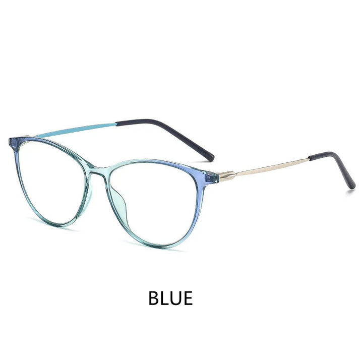 Kocolior Unisex Full Rim Cat Eye Tr 90 Alloy Hyperopic Reading Glasses S902 Reading Glasses Kocolior Blue China +25