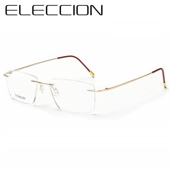 Eleccion Unisex Rimless Square Titanium Eyeglasses 14035 Rimless Eleccion