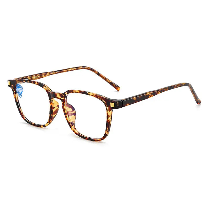 Hotony Unisex Full Rim Square Tr 90 Alloy Spring Hinge Eyeglasses 8845 Full Rim Hotony Leopard-C2  