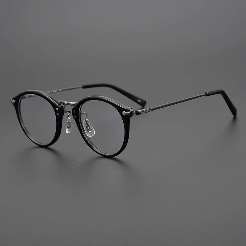 Aimee Unisex Full Rim Round Titanium Acetate Eyeglasses 20805 Full Rim Aimee Black-grey  