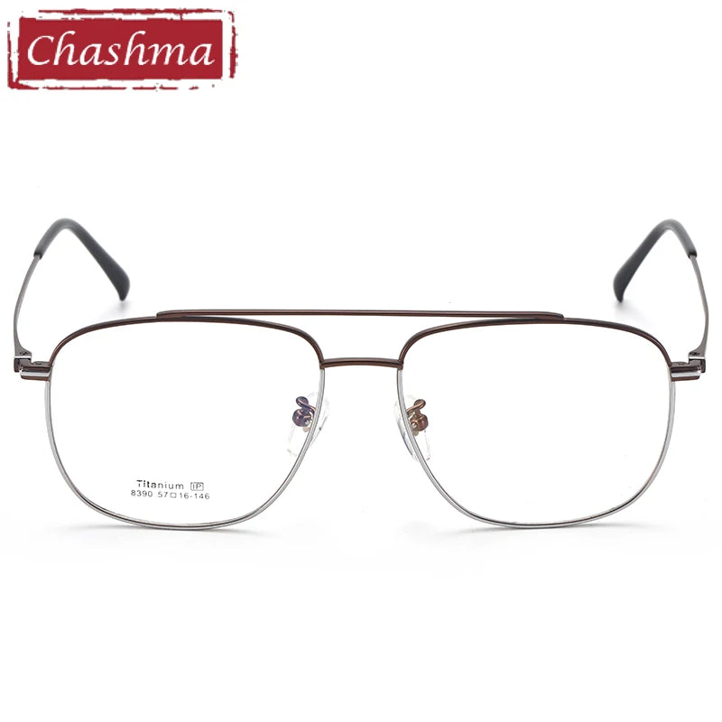 Chashma Unisex Full Rim Square Double Bridge Titanium Eyeglasses 8390 Full Rim Chashma   