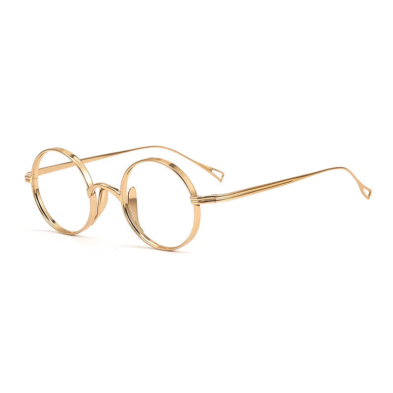 Aimee Unisex Full Rim Round Titanium Eyeglasses 111399 Full Rim Aimee Golden  