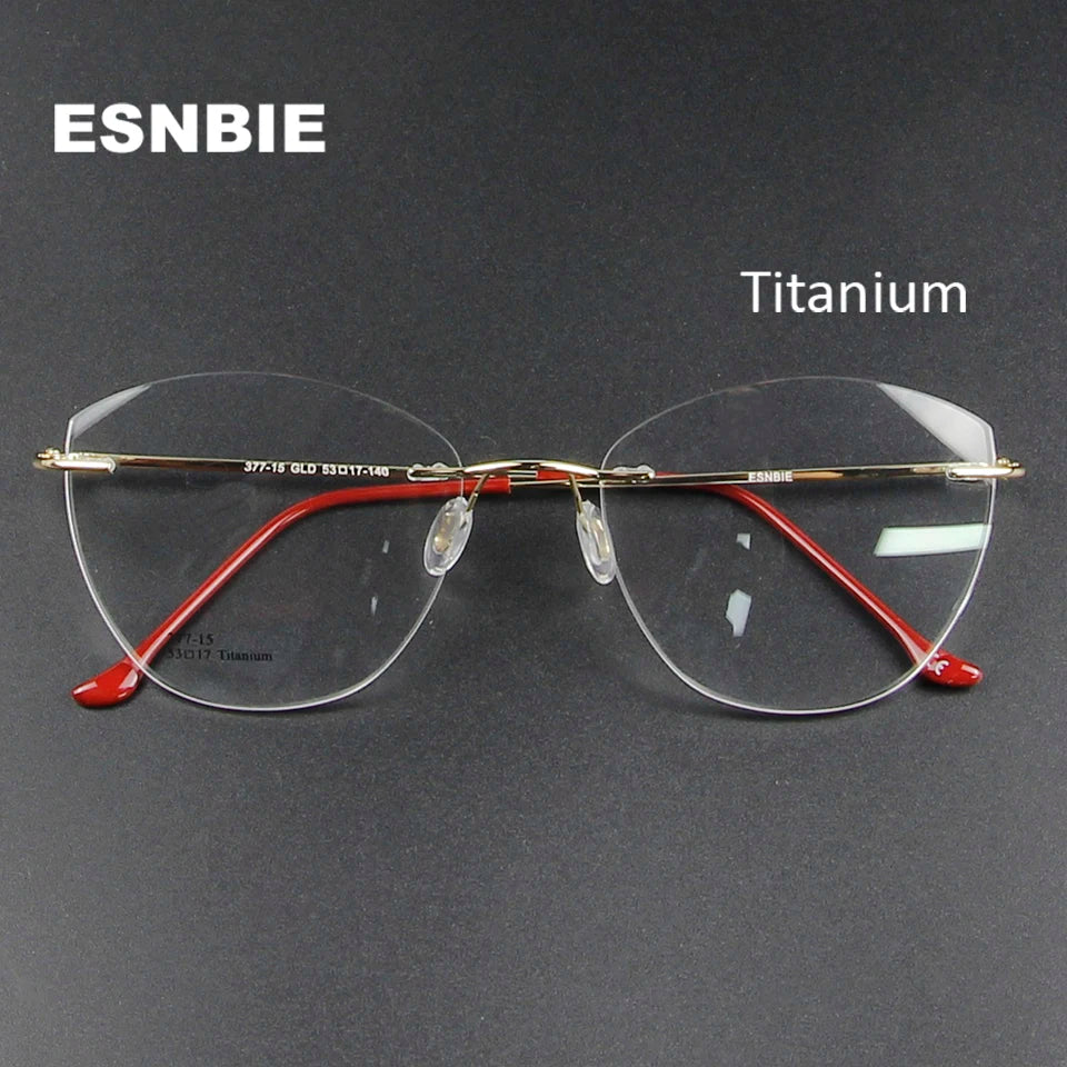 Esnbie Women's Rimless Cat Eye Titanium Eyeglasses 37715 Rimless Esnbie   