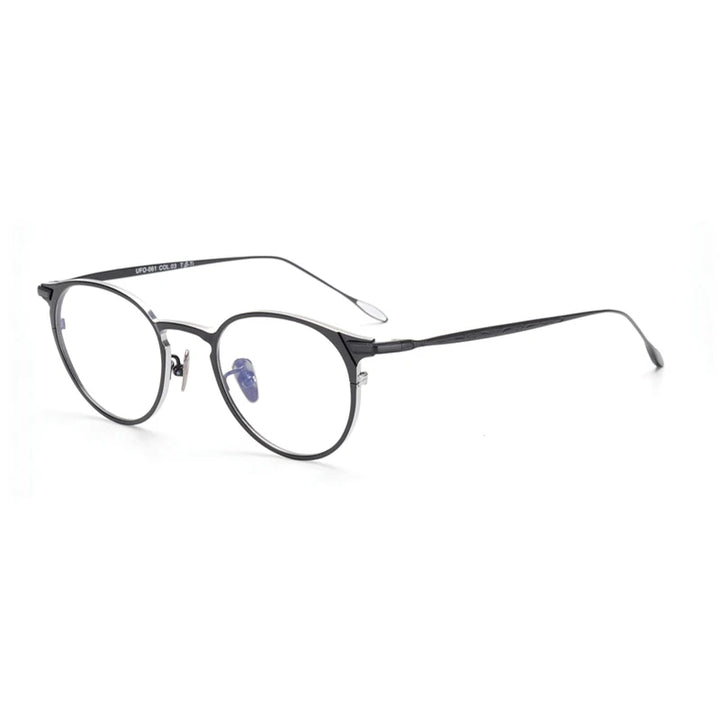 Aimee Unisex Full Rim Round Titanium Eyeglasses 21061 Full Rim Aimee Black  