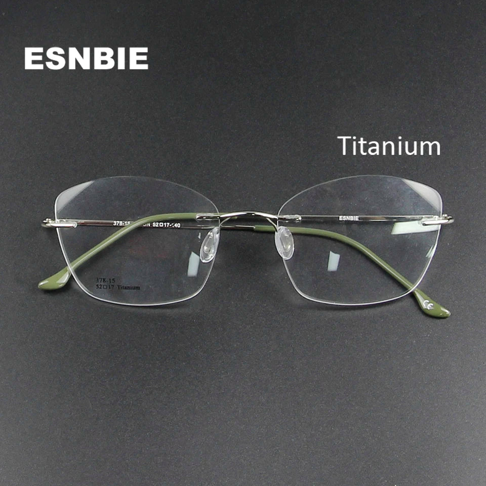 Esnbie Women's Rimless Cat Eye Titanium Eyeglasses 37815 Rimless Esnbie   